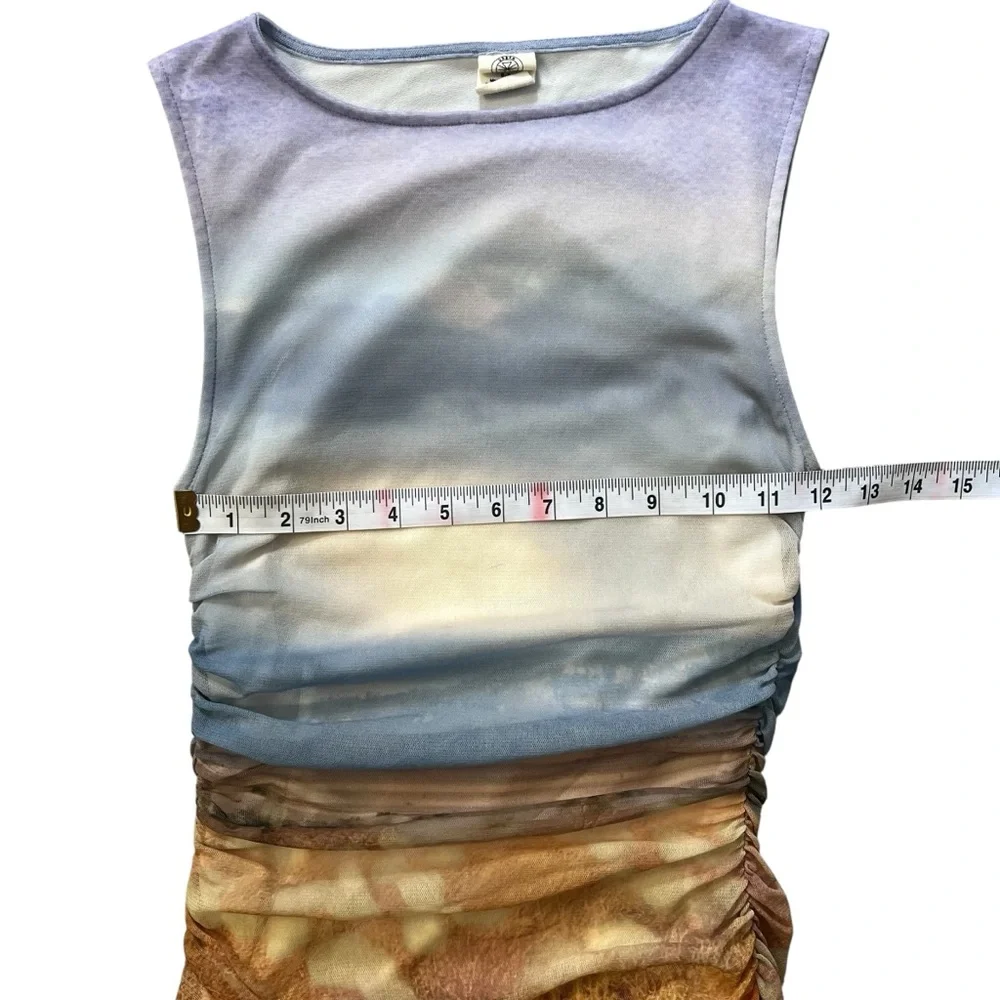 Urban Outfitters Mesh Landscape Y2K Mini Dress Size Small - Picture 13 of 13